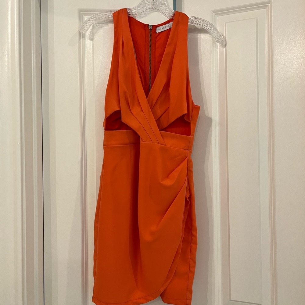 Bright orange cocktail dress